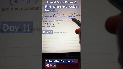 A level math exam Q. based on equation of circle(radius & centre) #youtubeshorts #mathtrick#youtube