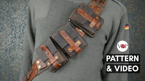Steampunk Leather Bandolier Chest Belt (link to PDF Pattern in description)