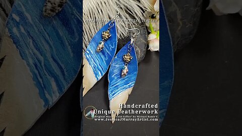 OCEAN SHELLS, 4 inch, leather feather earrings