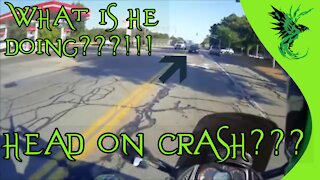 Head on Close Call on Motorcycle