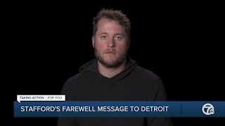 Stafford shares farewell message to Detroit in video