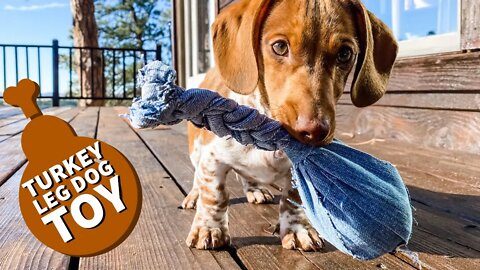 How to make a DIY Denim Turkey Leg Dog Toy