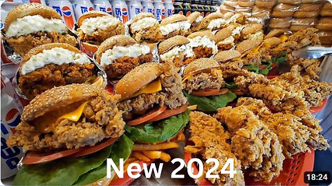 Giant fried chicken thighs! 2024 Amazing American Style Big Chicken Burger / Korean street food