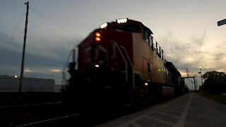 Eastbound Manifest Train 302 With CN 3157 & CN 3216 Locomotives In Ontario