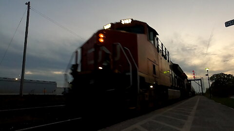 Eastbound Manifest Train 302 With CN 3157 & CN 3216 Locomotives In Ontario