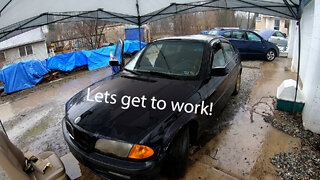 Getting the car ready for the roll cage