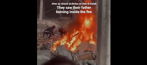 The Moment Three Palestinian Girls Notice Their Father Burning