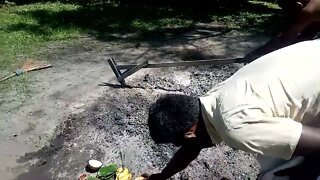 Hindu Ritual on the cremation area at the cemetry