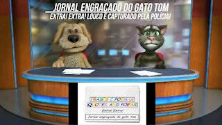 Jornal engraçado do gato tom: Louco é capturado pela polícia! [Frases e Poemas]