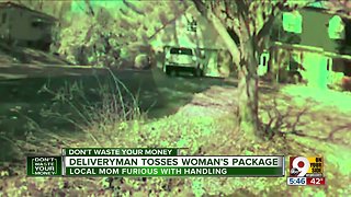 Deliveryman tosses package