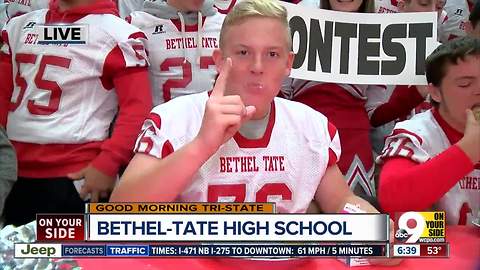 Bethel-Tate football team competes in donut eating competition before big game on Friday