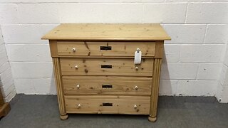 Antique Pine 4 Drawer Chest Of Drawers (w3155C) @PinefindersCoUk