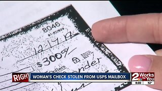 Woman's check stolen from USPS mailbox