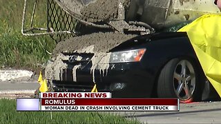 Woman dead in crash involving cement truck