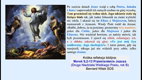 Marek 9,2-13 Przemienienie Jezusa