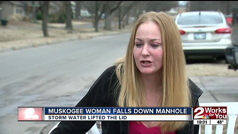 muskogee woman falls into manhole