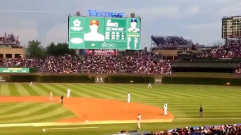 The new outfield Jumbotron at the Chicago Cubs Wrigley Field