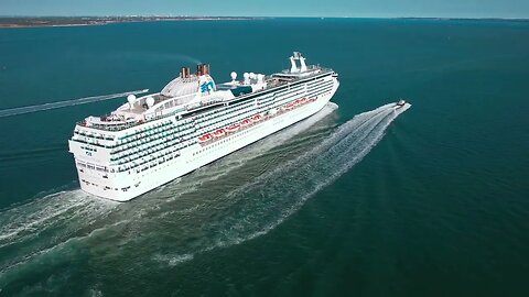 Princess Cruises Island Princess leaves Southampton UK 9th August 2023 4k DJI Air 2S DRONE footage