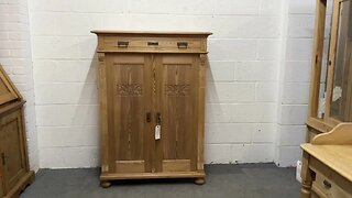 Tall Antique Pine Cupboard With Top Drawer (Y6609C) @PinefindersCoUk