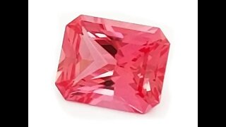 Chatham Light Tone Radiant Cut Padparadscha: Lab grown radiant cut padparadscha