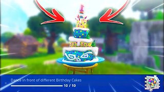 "Dance in front of different Birthday Cakes" Locations! - (Fortnite All 10 Birthday Cake Locations)!