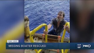 Boater clings to capsized boat