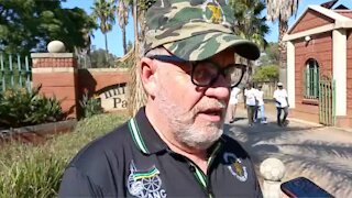 Carl Niehaus at protest against racist banks in South Africa