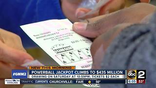 Powerball climbs to $435 million