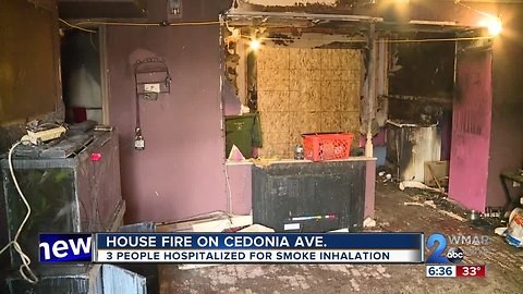 3 hospitalized in Cedonia Avenue house fire