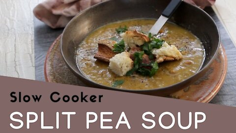 Split Pea Soup - Crock Pot & Slow Cooker recipe. How to make lentil soup with Ham.