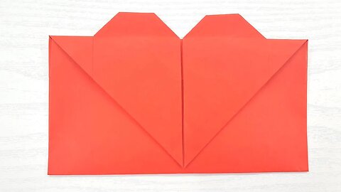 Origami paper heart envelope with Ski