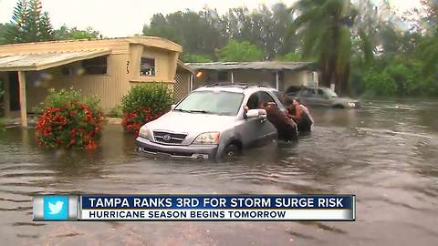 Tampa ranks 3rd for Storm Surge risk
