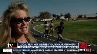 Chavez Elementary students running Bakersfield Marathon