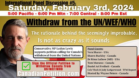 International Panel Discussion: #5: Withdrawing our Nations from UN/WEF/WHO