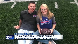 A Bills legend is officiating the halftime, 50 yard line wedding