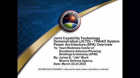 APBI 2022 - Day 2 - MDA - JCTD - THAAD Overview