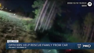 A family trapped in a car