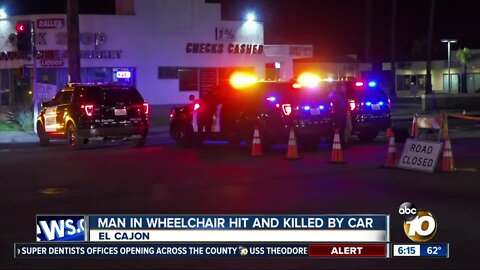 Man in wheelchair struck by car, killed in El Cajon