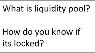 What is liquidity pool? How to know if it is locked ?