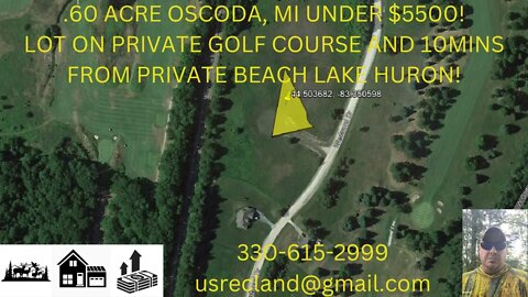 .60 ACRE OSCODA, MI UNDER $5,500! PRIVATE HOA WITH GOLF COURSES, LAKE CEDAR, LAKE HURON AND MORE!
