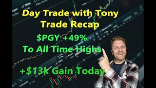 Day Trade With Tony Trade Recap $PGY +$49% to all time high for a +$13k GREEN Day.