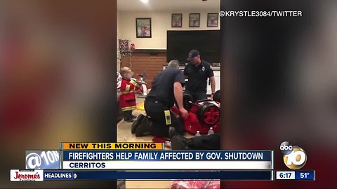 Firefighters come to aid of family affected by shutdown