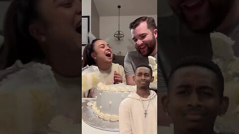 Watch Pregnant couple in stitches as bakery accidentally ruins gender reveal #shorts