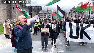 March Pro-Palestinian Protesters City Centre Cardiff