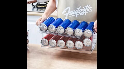 Double Layer Automatic Rolling Beverage Soda Can Storage Organizer