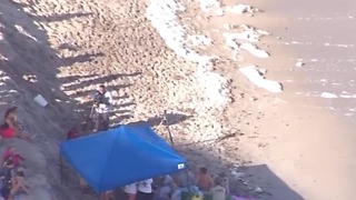 Wildlife officials attend to beached whale in Juno Beach