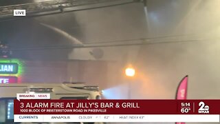 3-alarm fire at Jilly’s Bar & Grill in Pikesville