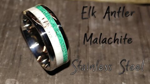 Elk Antler and Malachite Stainless Steel Ring