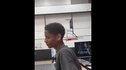 Carmelo Anthony working out with his son Kiyan Anthony at the OTE arena