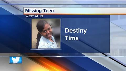 West Allis police searching for missing 17-year-old girl